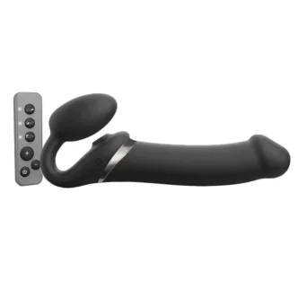 Страпон с вибрацией и вакуумной стимуляцией Strap-on-me Multi Orgasm с ДУ XL, чёрный