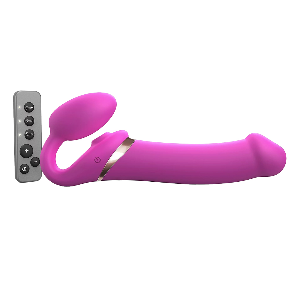 Страпон с вибрацией и вакуумной стимуляцией Strap-on-me Multi Orgasm с ДУ XL, розовый