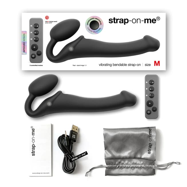 Страпон с вибрацией Strap-on-me 3 мотора L, чёрный - фото 5