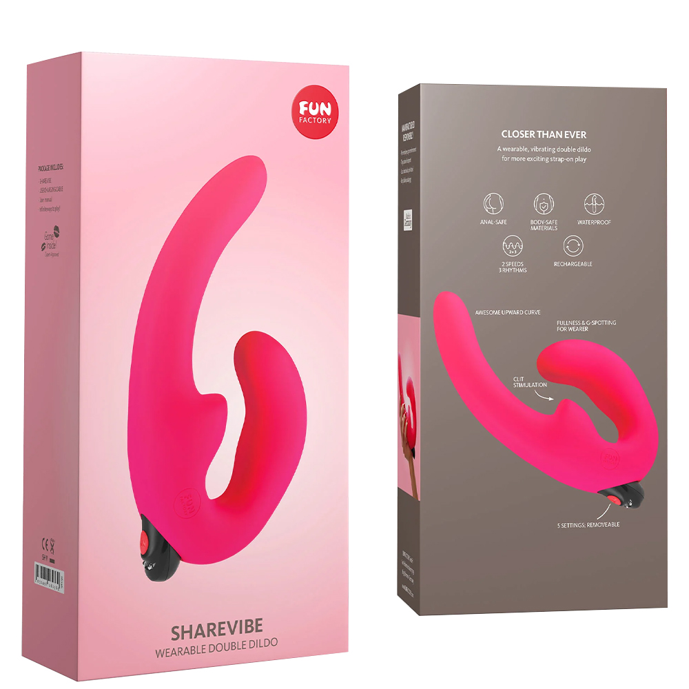 Страпон с вибропулей Fun Factory ShareVibe, розовый