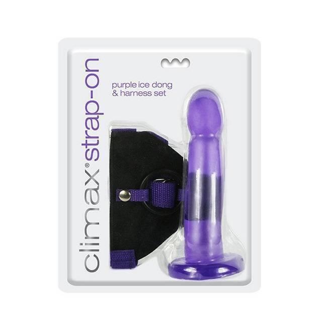 Страпон Topco Sales Climax® Strap-on Ice Dong & Harness set, фиолетовый