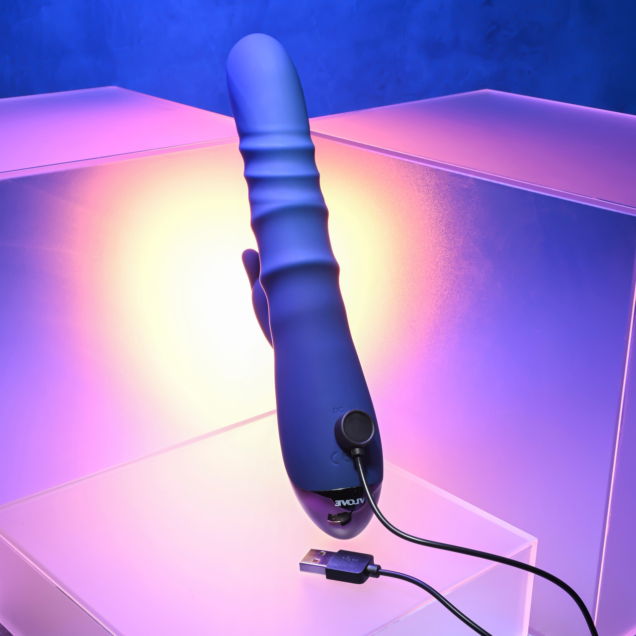 Фрикционный вибратор-кролик с подвижными кольцами Evolved The Ringer, синий