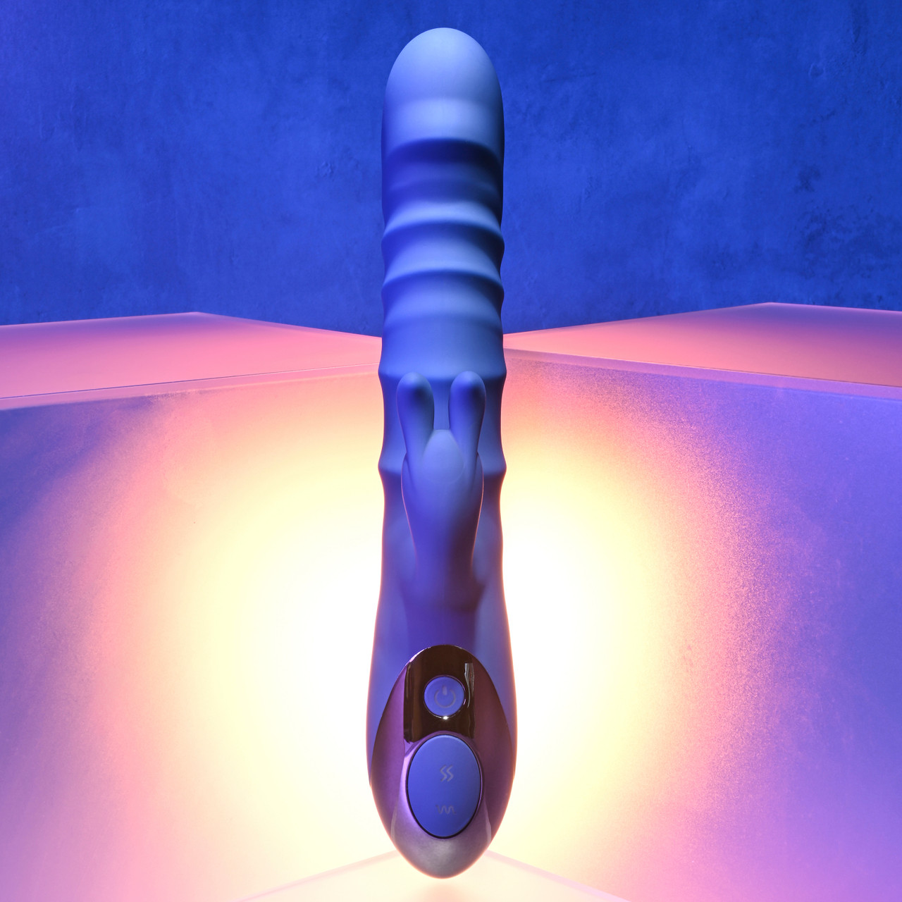 Фрикционный вибратор-кролик с подвижными кольцами Evolved The Ringer, синий