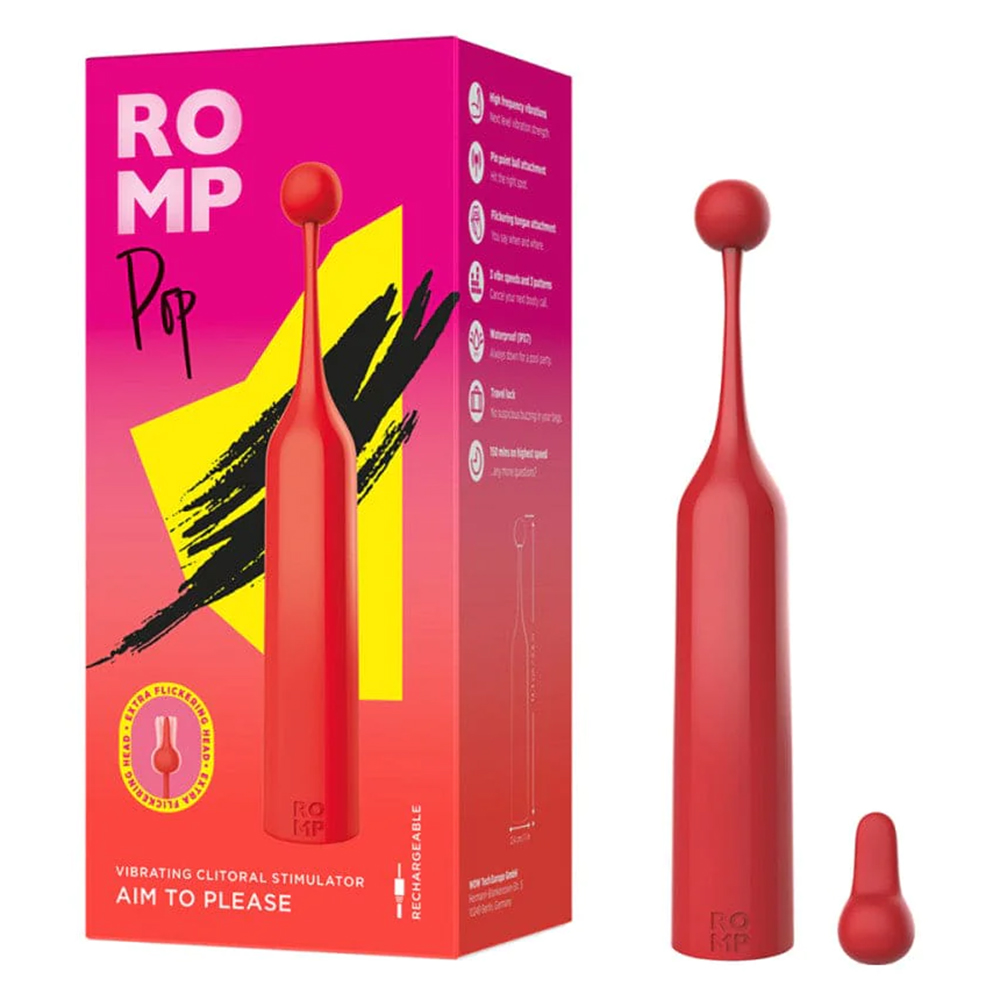 Точечный вибратор Romp Pop с двумя насадками, красный
