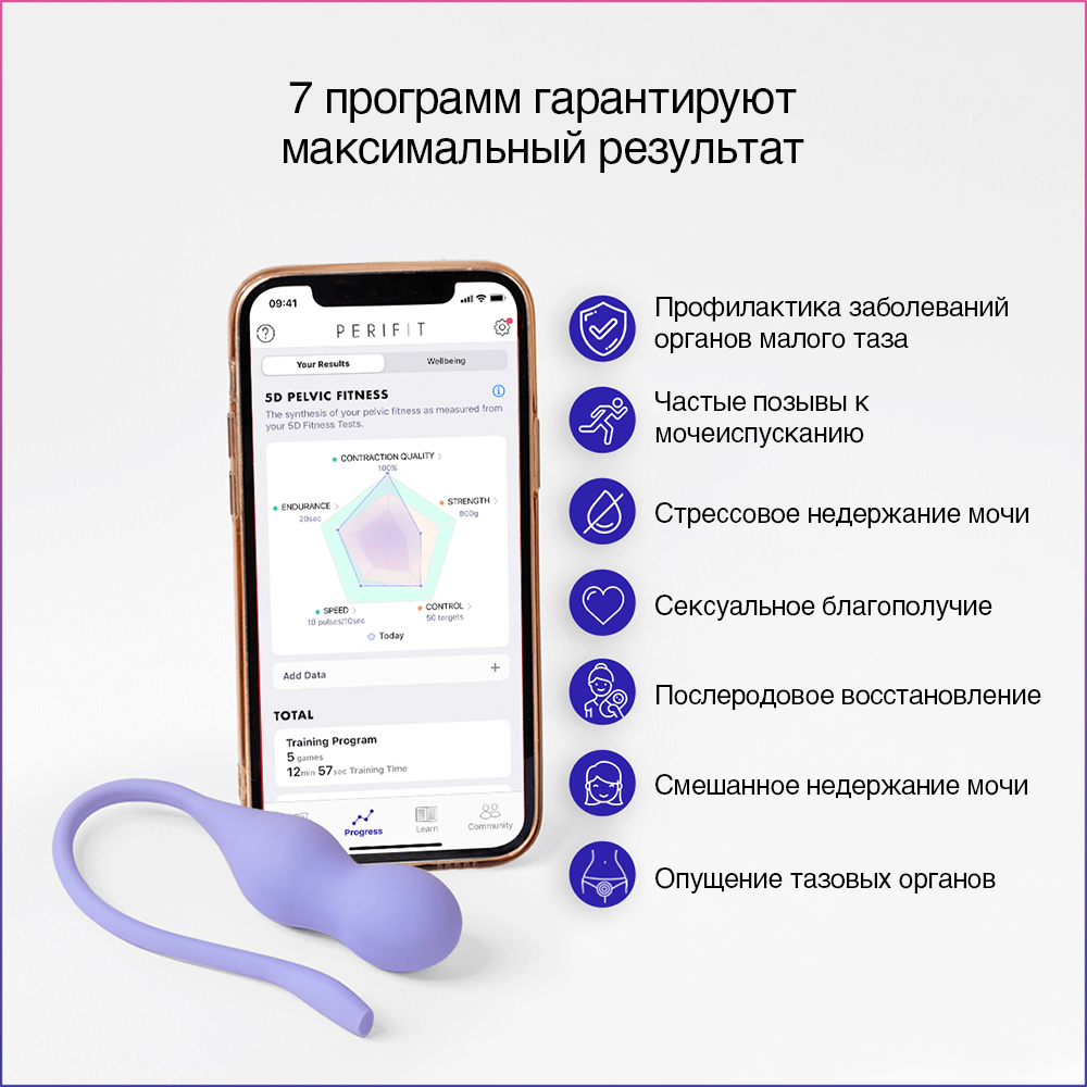 Тренажер вагинальных мышц Perifit Care+, сиреневый