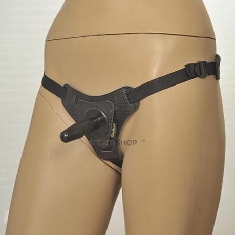 Трусики Kanikule Leather Strap-on Harness со штырьком Anatomic Thong, чёрный