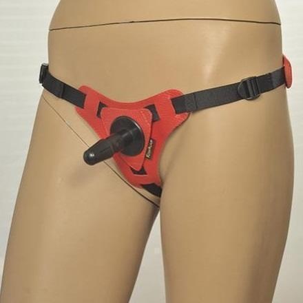 Трусики Kanikule Leather Strap-on Harness со штырьком Anatomic Thong, красный