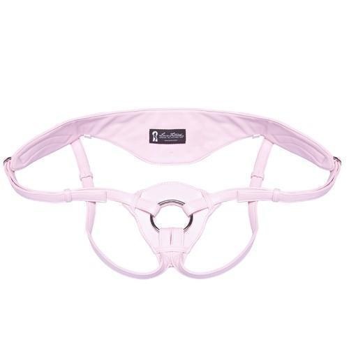 Трусики из патентованной кожи для страпона Lux Fetish, розовые