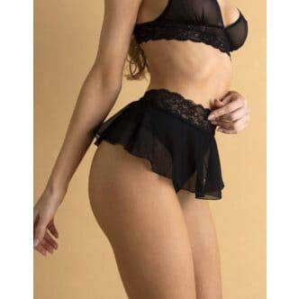 Трусики с доступом и короткой юбочкой Le Frivole Easy to love L-XL, чёрные