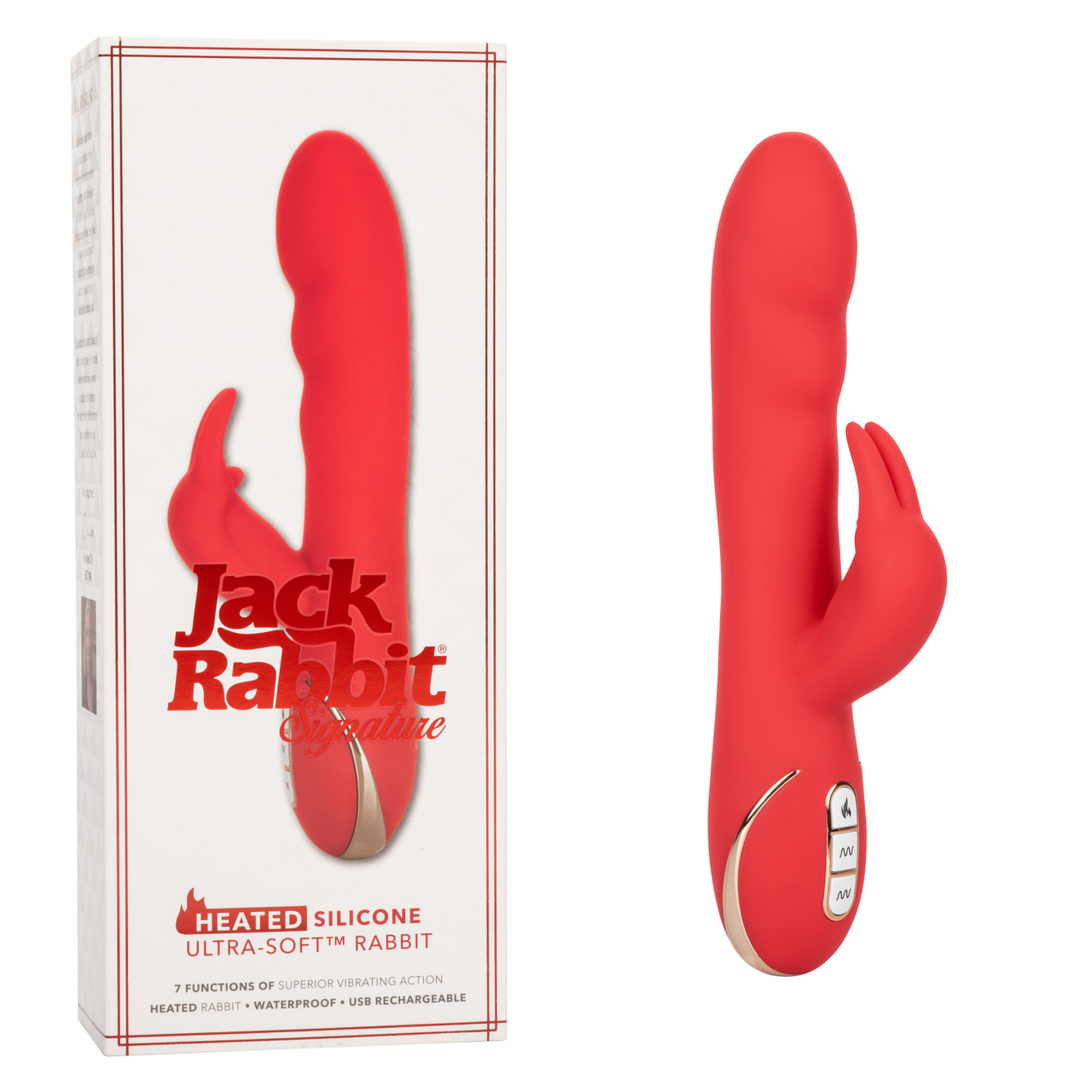 Вибратор-кролик с нагревом CalExotics Jack Rabbit, красный