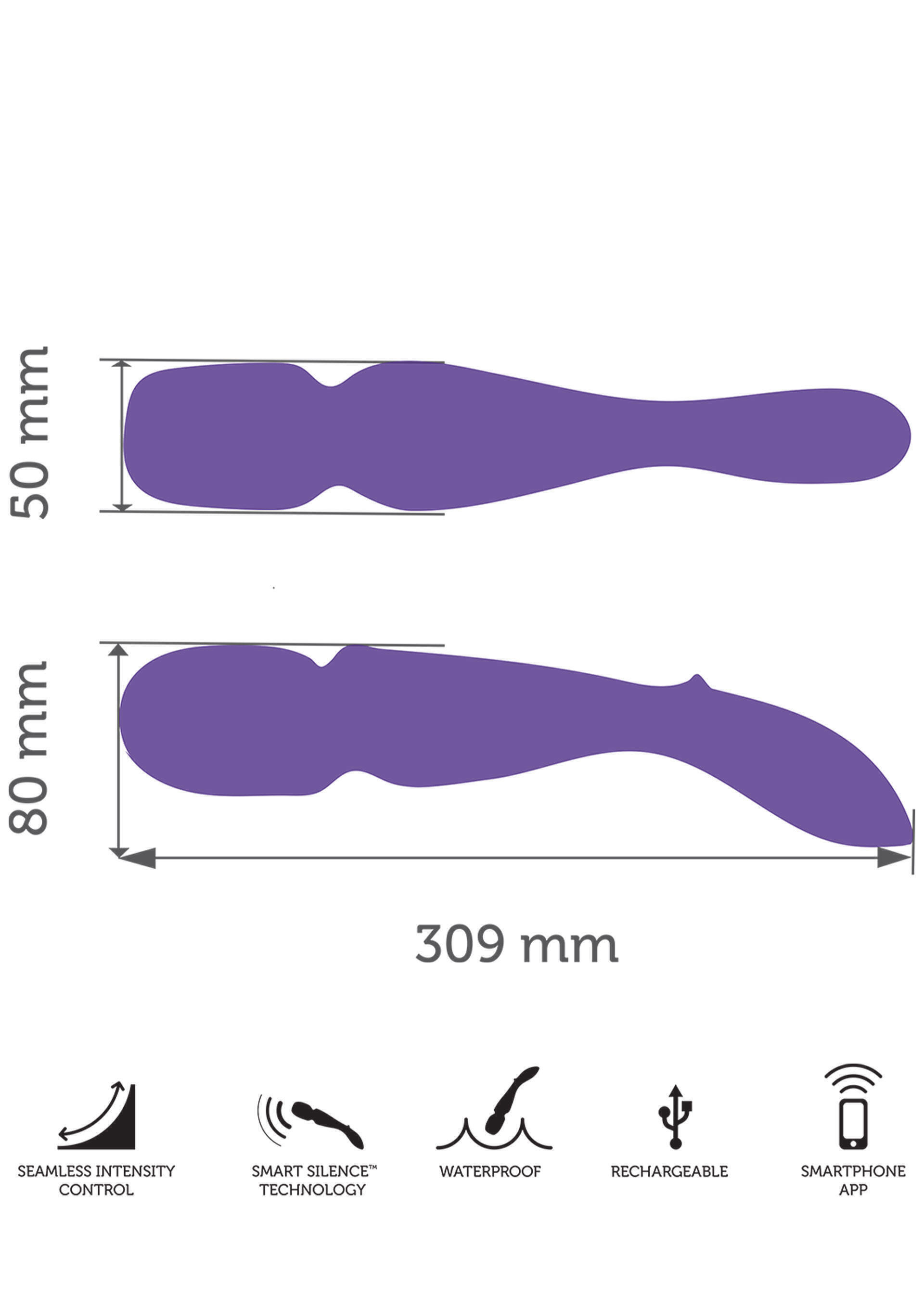 Вибромассажер We-Vibe Wand с насадками, фиолетовый