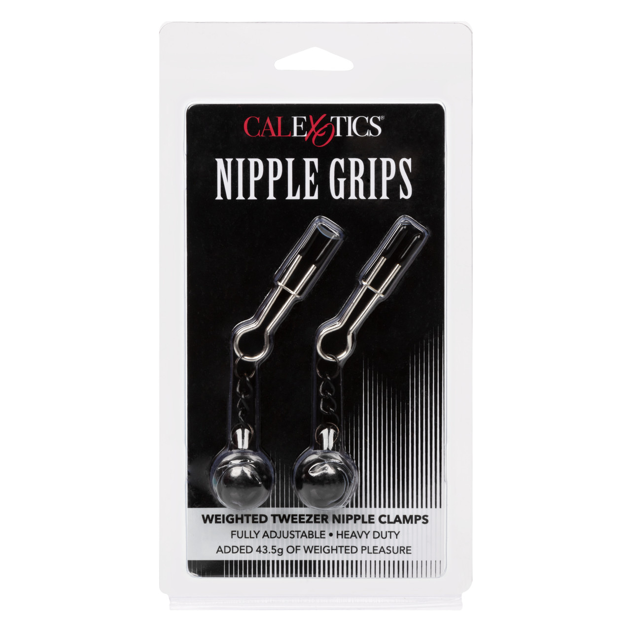 Утяжеленные зажимы для сосков CalExotics Nipple Grips, серебристый, чёрный