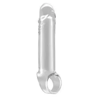 Увеличивающая насадка Stretchy Penis Exten Shots с кольцом на мошонку No.31, бесцветная