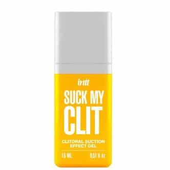 Возбуждающий гель для клитора Intt Suck My Clit с эффектом посасывания, вибрации и разогрева Манго, 15 мл