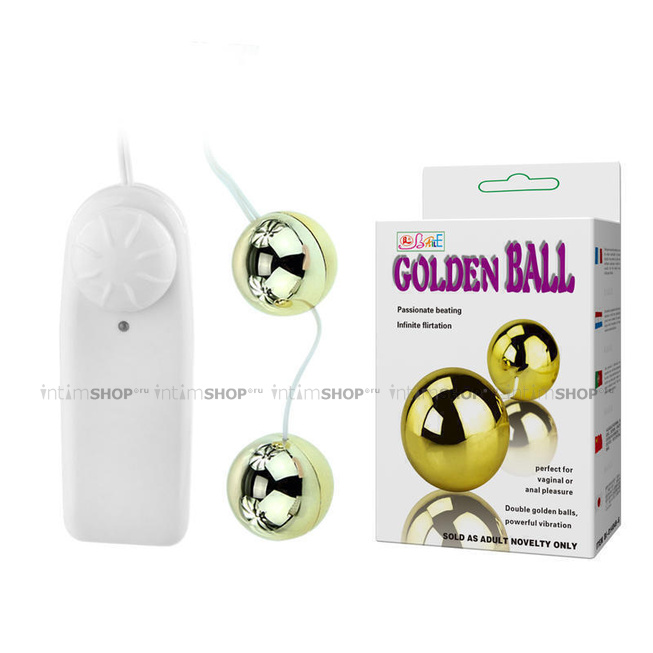 Вагинальные шарики Golden Ball с вибрацией и ДУ, золотистый - фото 4