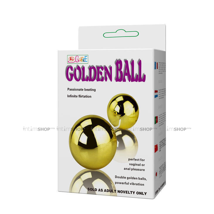Вагинальные шарики Golden Ball с вибрацией и ДУ, золотистый