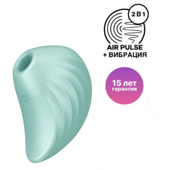 Вакуумный стимулятор клитора с вибрацией Satisfyer Pearl Diver, мятный