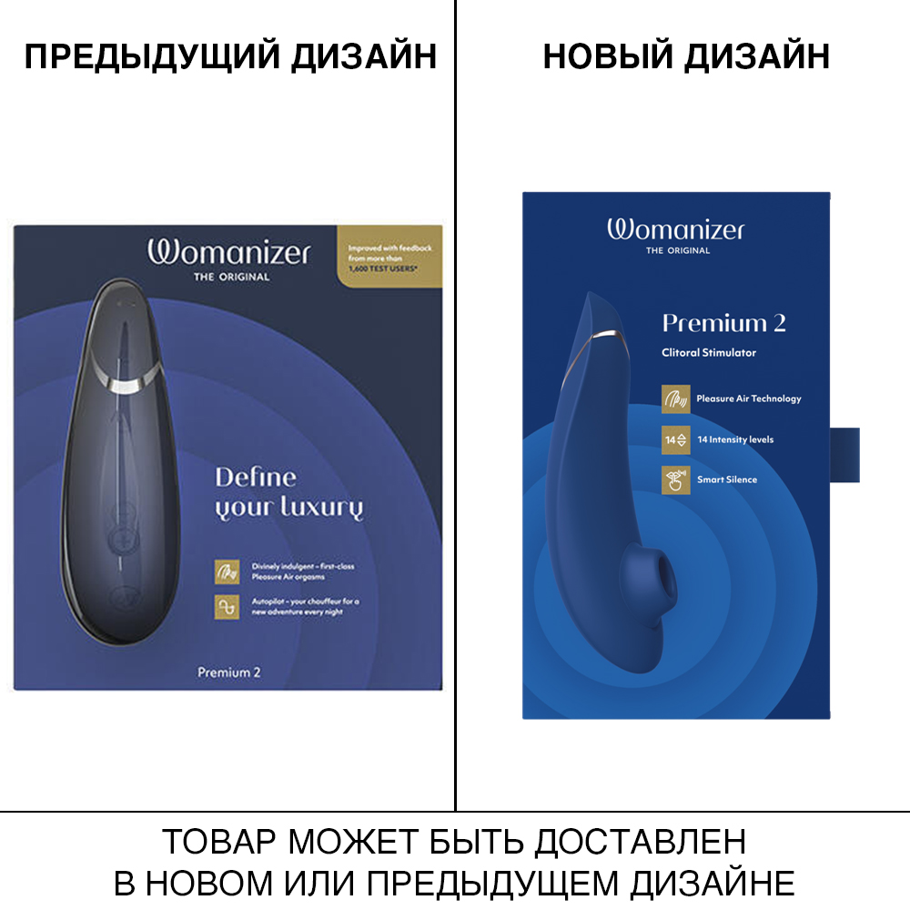 Вакуумный стимулятор клитора Womanizer Premium 2, синий