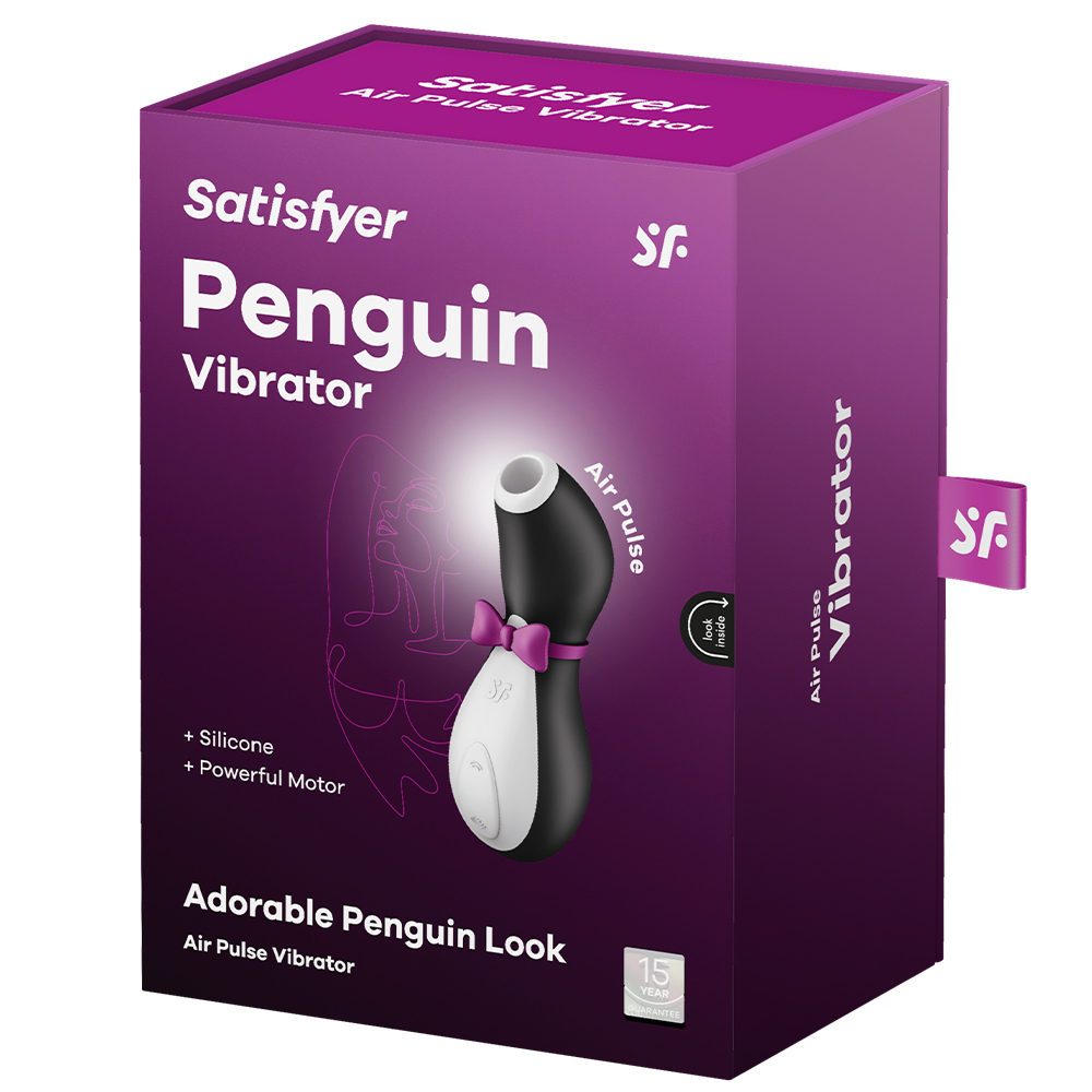 Вакуумный стимулятор клитора Satisfyer Penguin, чёрно-белый