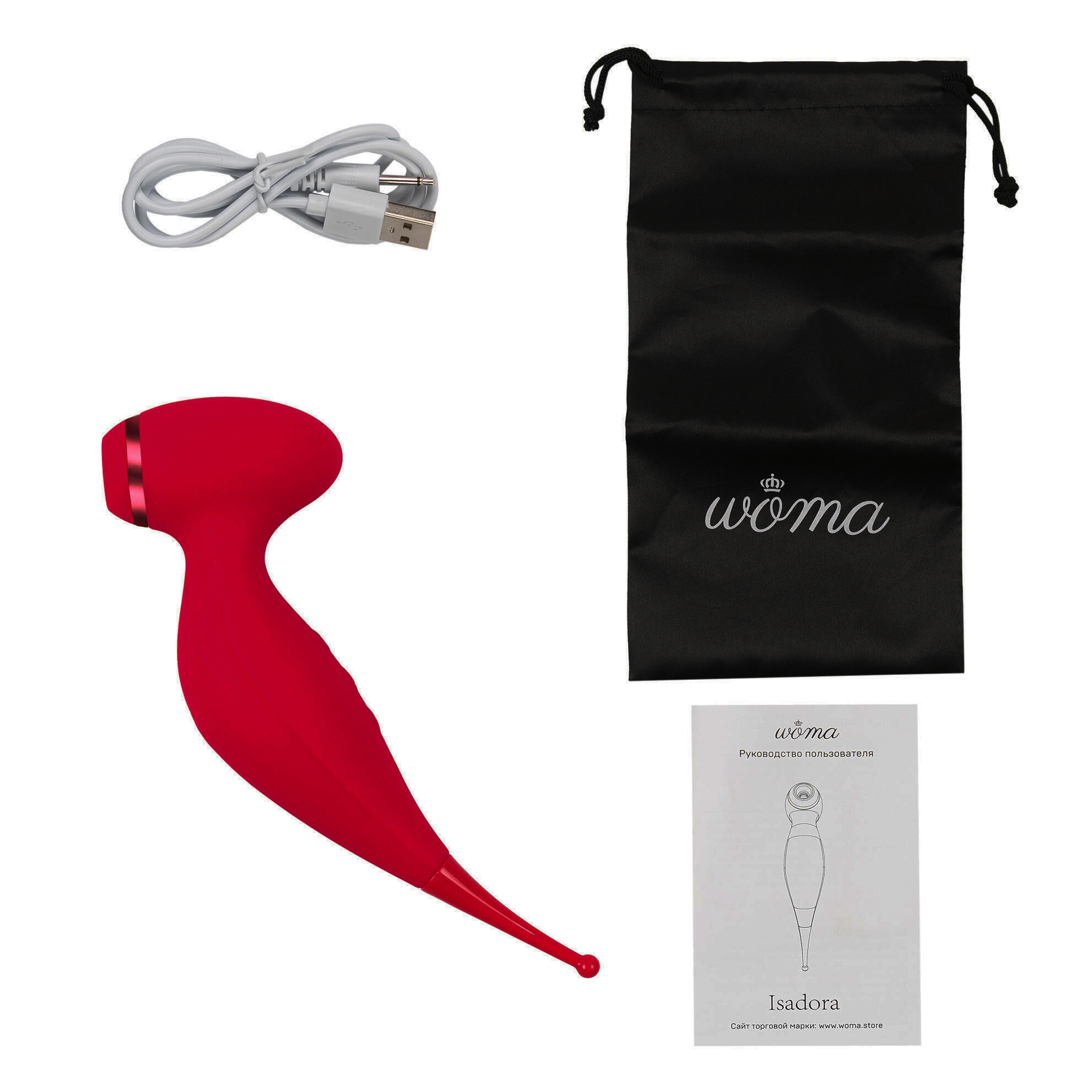 Вакуумно-волновой стимулятор клитора Woma Isadora с точечным вибратором, красный