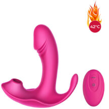 Вибратор для ношения с вакуумной стимуляцией и нагревом Erocome Volans, розовый