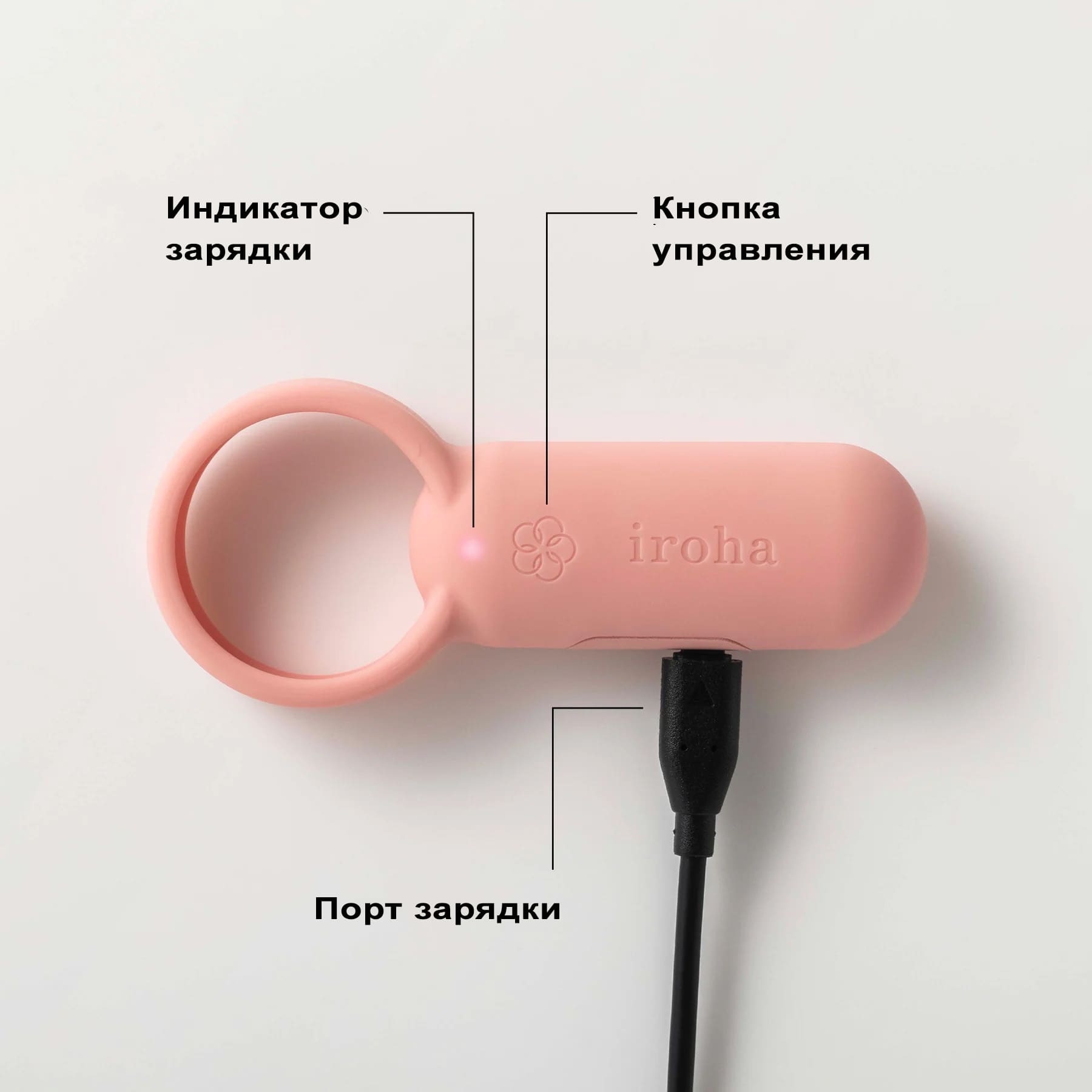 Виброкольцо с клиторальным стимулятором Iroha SVR, коралловое