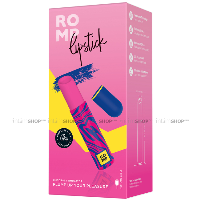 Вакуумно-волновой стимулятор клитора Romp Lipstick, розовый - фото 3