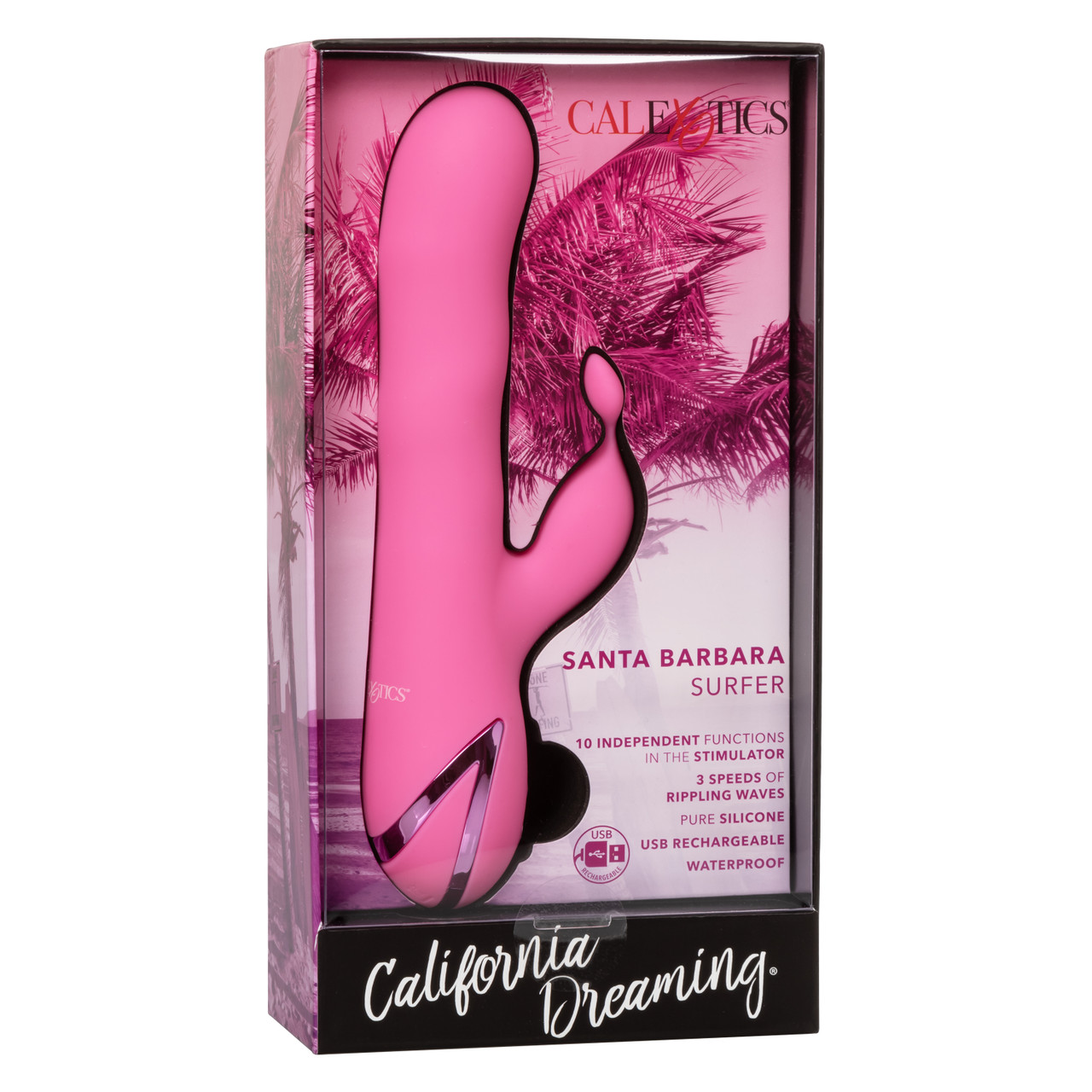 Вибратор-кролик с  волнообразными движениями ствола CalExotics California Dreaming Santa Barbara Surfer, розовый