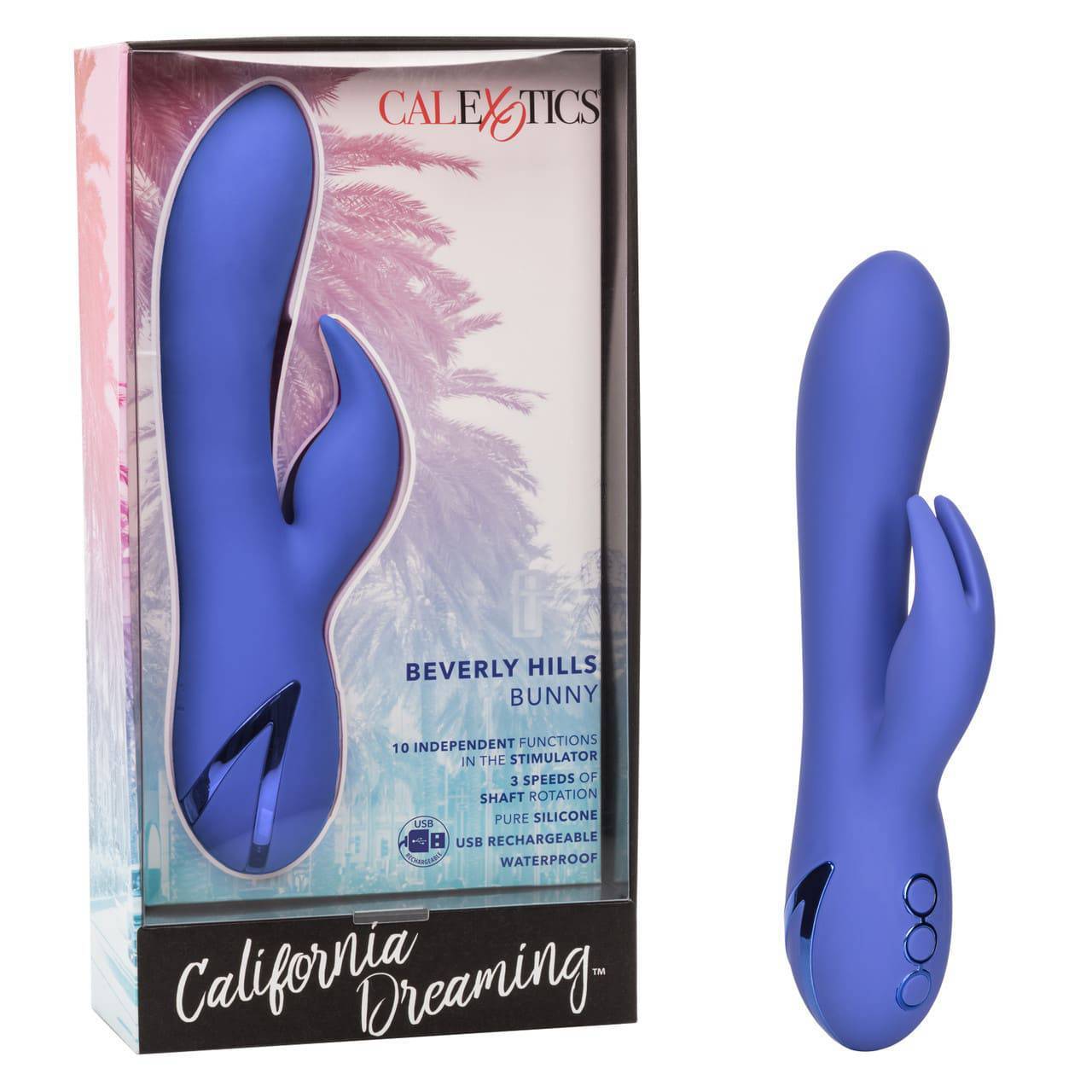 Вибратор-кролик с ротацией CalExotics California Dreaming Beverly Hills Bunny, синий