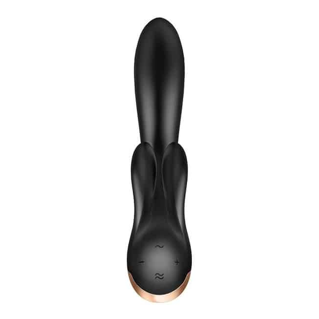 Вибратор-кролик Satisfyer Double Flex с двумя клиторальными отростками, черный - фото 5