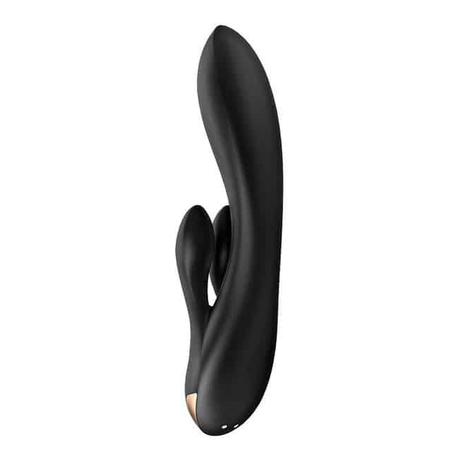 Вибратор-кролик Satisfyer Double Flex с двумя клиторальными отростками, черный - фото 3