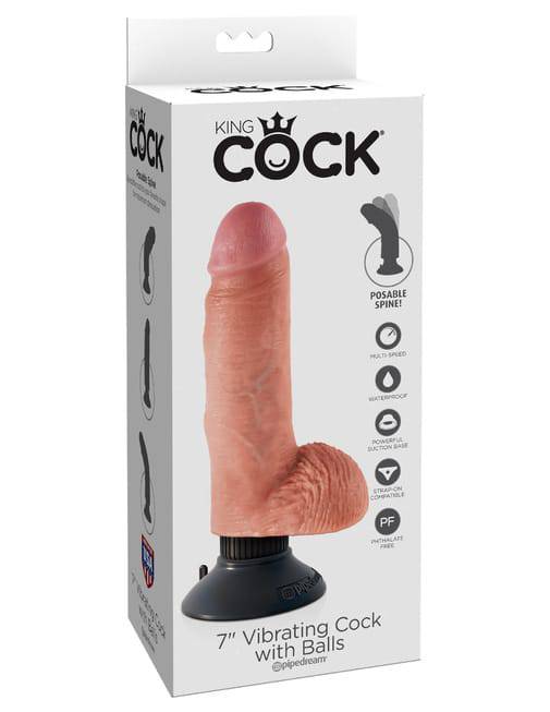 Вибратор PipeDream King Cock 7 Vibrating Cock with Balls, телесный - фото 7