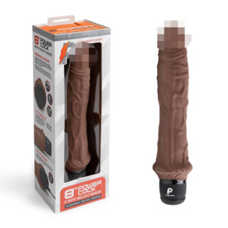 Вибратор PowerCocks Girthy 8" реалистичный, шоколадный 