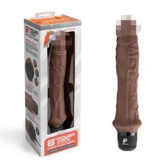 Вибратор PowerCocks Girthy 8" реалистичный, шоколадный 