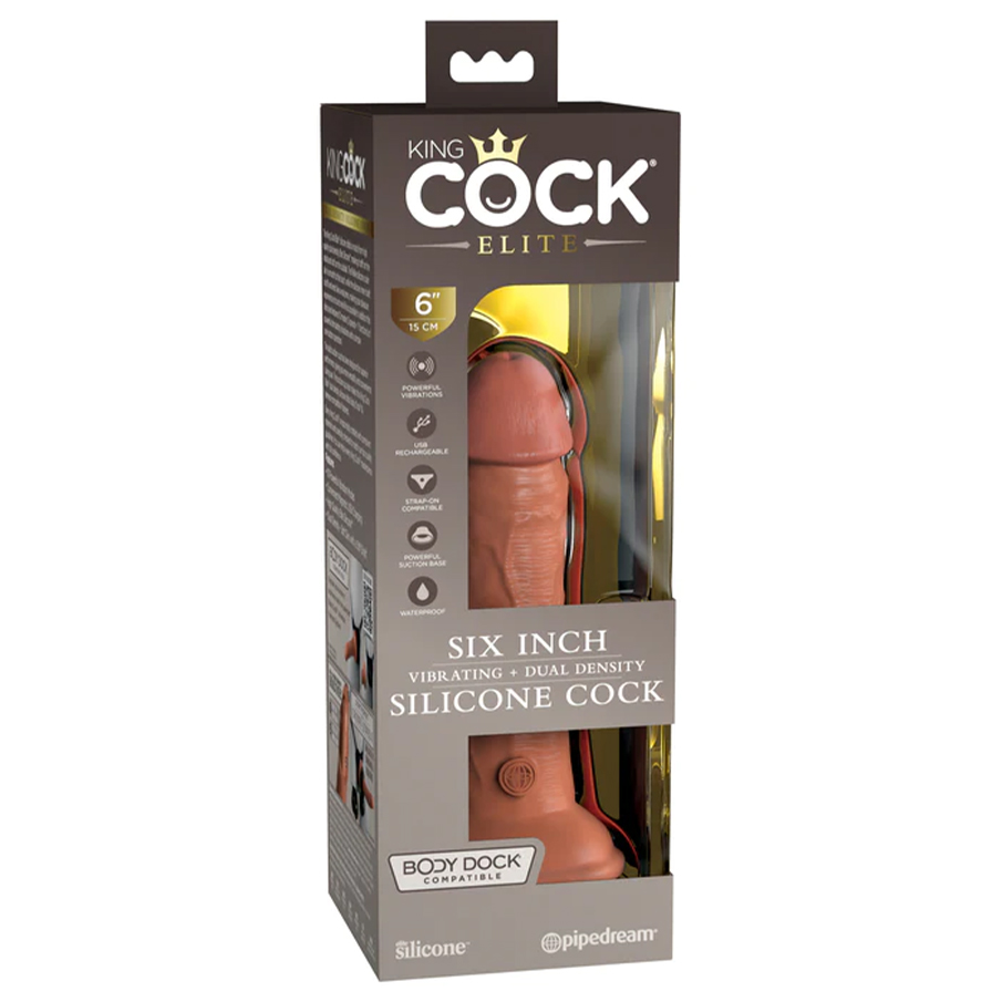 Вибратор-реалистик PipeDream King Cock Elite Dual Density 17.8 см, телесный темный