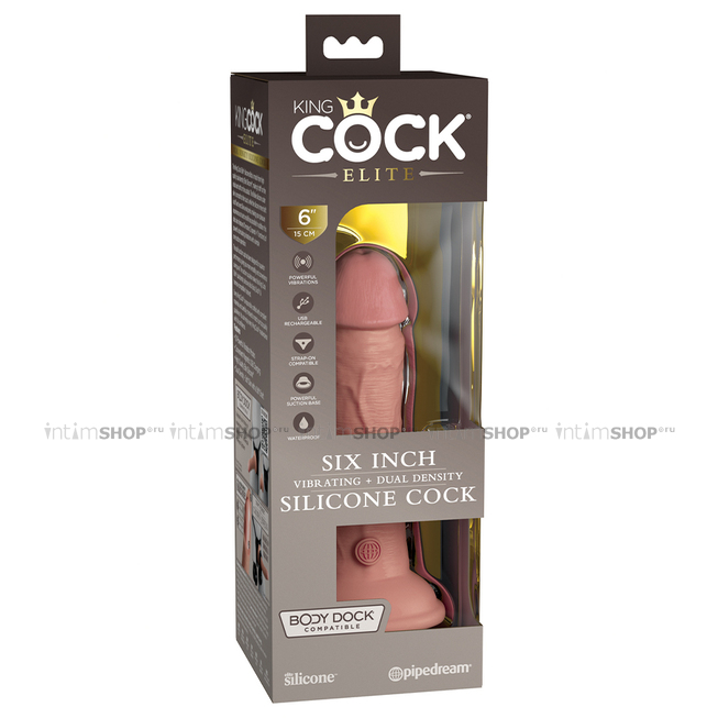 Вибратор-реалистик King Cock Elite Dual Density 17.8 см, телесный - фото 2