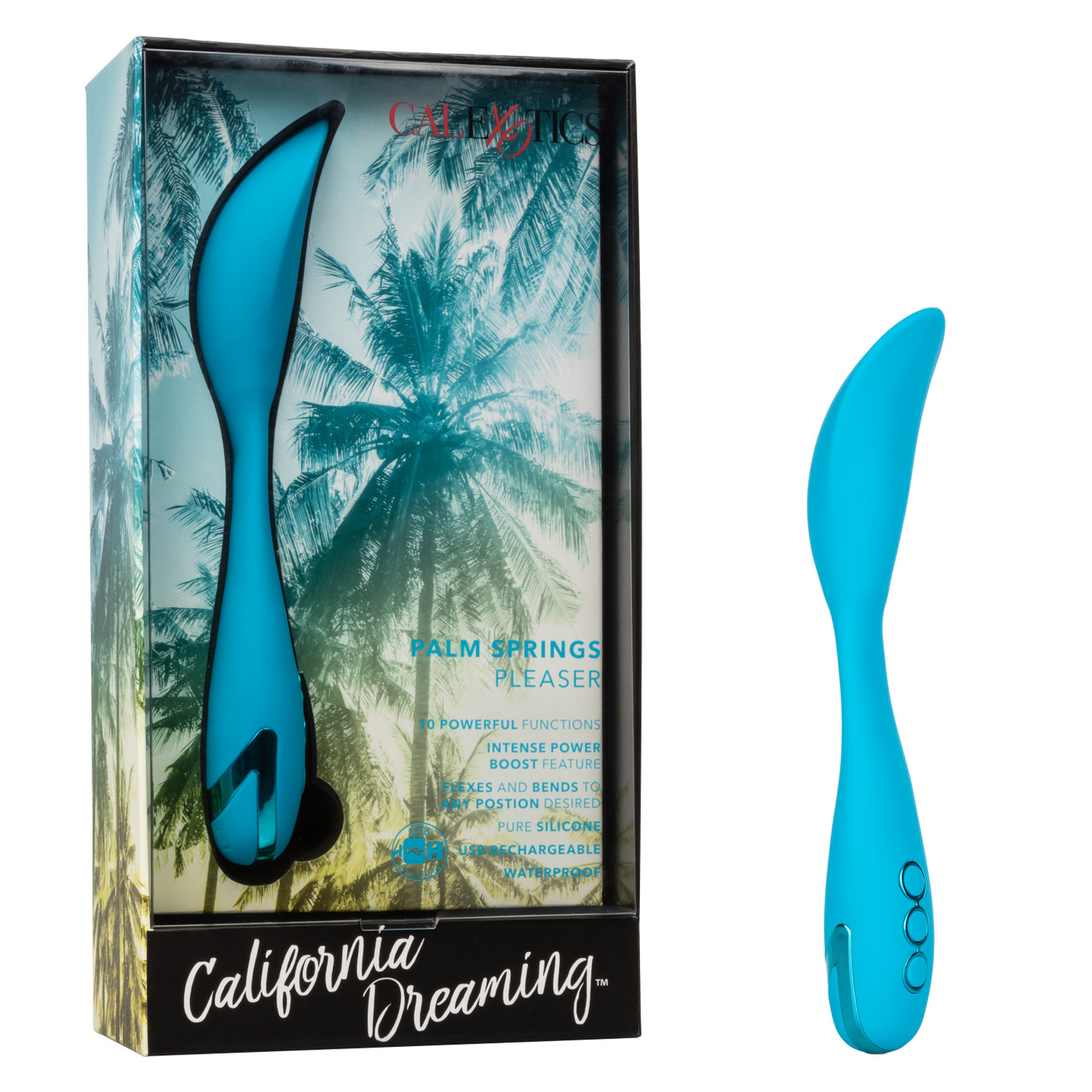 Вибратор с фиксацией формы CalExotics California Dreaming Palm Springs Pleaser, голубой