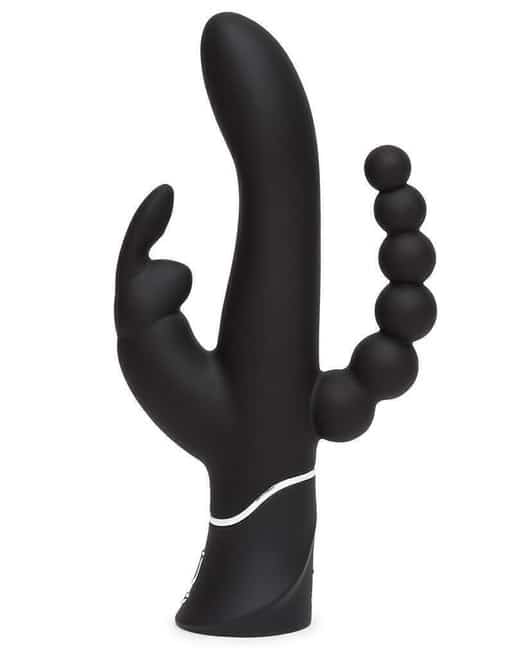 Вибратор с клиторальным и анальным стимулятором Happy Rabbit Triple Curve, черный