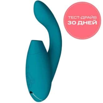 Вибратор с вакуумно-волновым стимулятором клитора Womanizer Duo 2, бирюзовый
