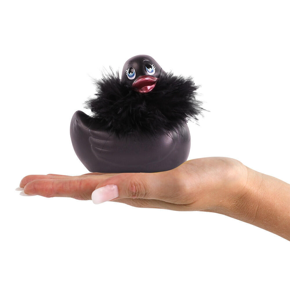 Вибратор-уточка Big Teaze Toys I Rub My Duckie 2.0, с мехом, черный