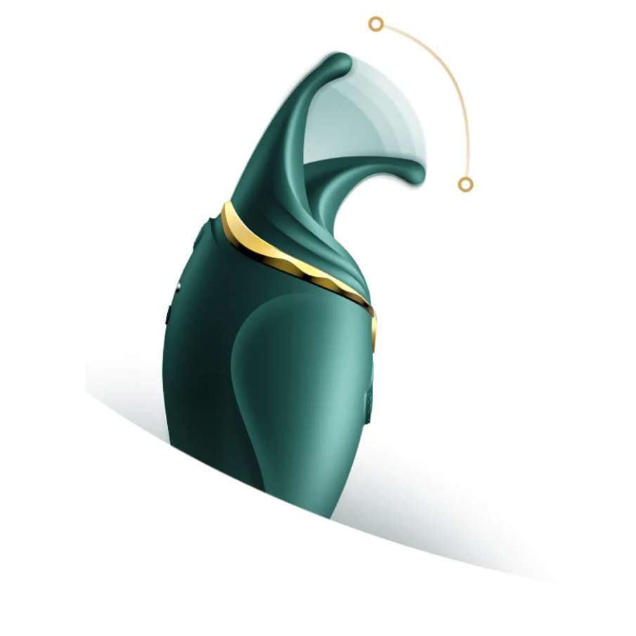Клиторальный стимулятор с подвижным язычком и вибрацией Zalo Hero, зелёный
