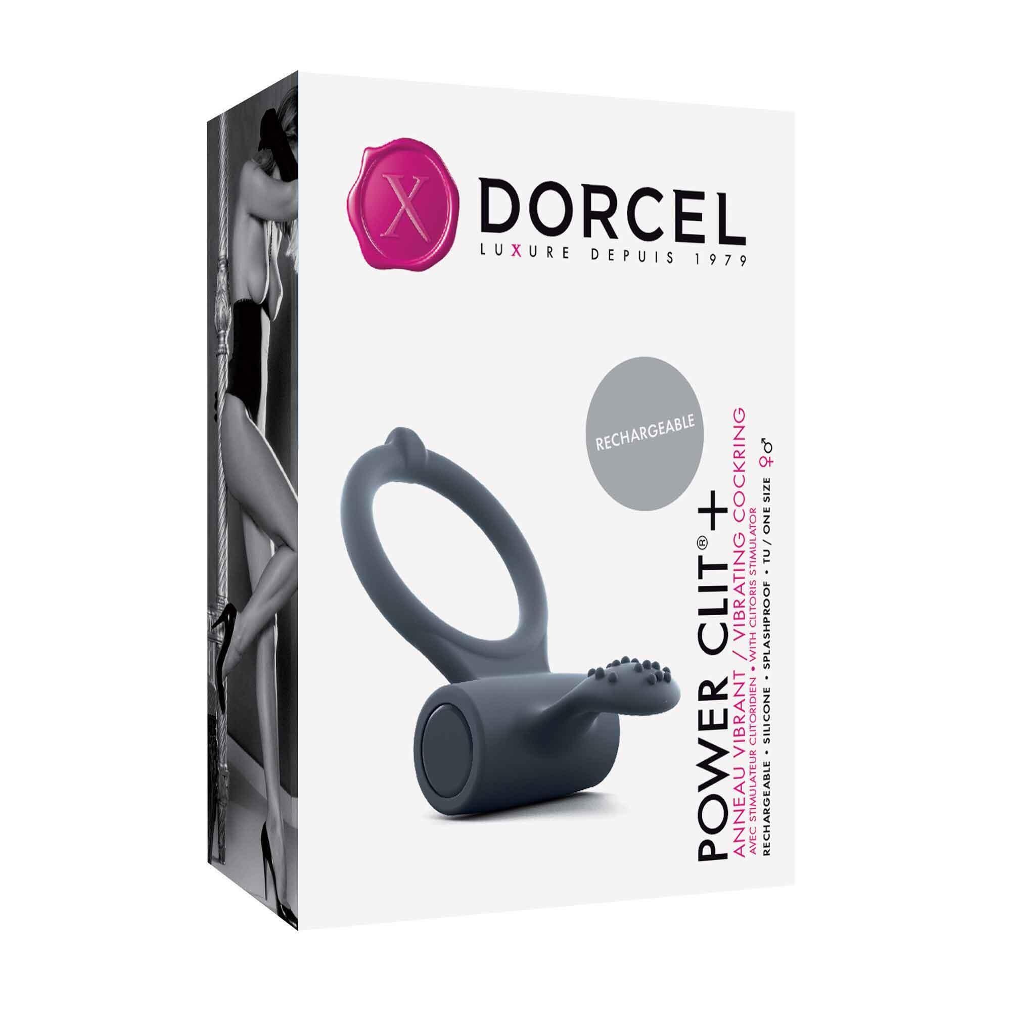 Виброкольцо с клиторальным стимулятором Dorcel Power Clit +, серый