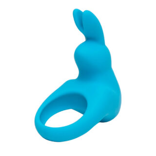 Виброкольцо с клиторальным стимулятором Happy Rabbit, голубое