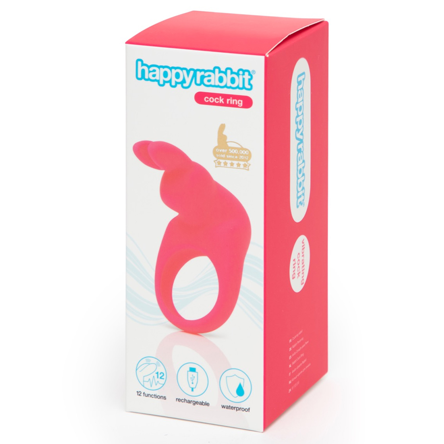 Виброкольцо с клиторальным стимулятором Happy Rabbit, розовое