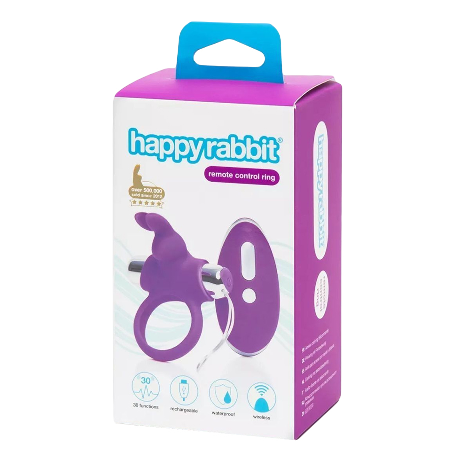 Виброкольцо Happy Rabbit с пультом ДУ, фиолетовое