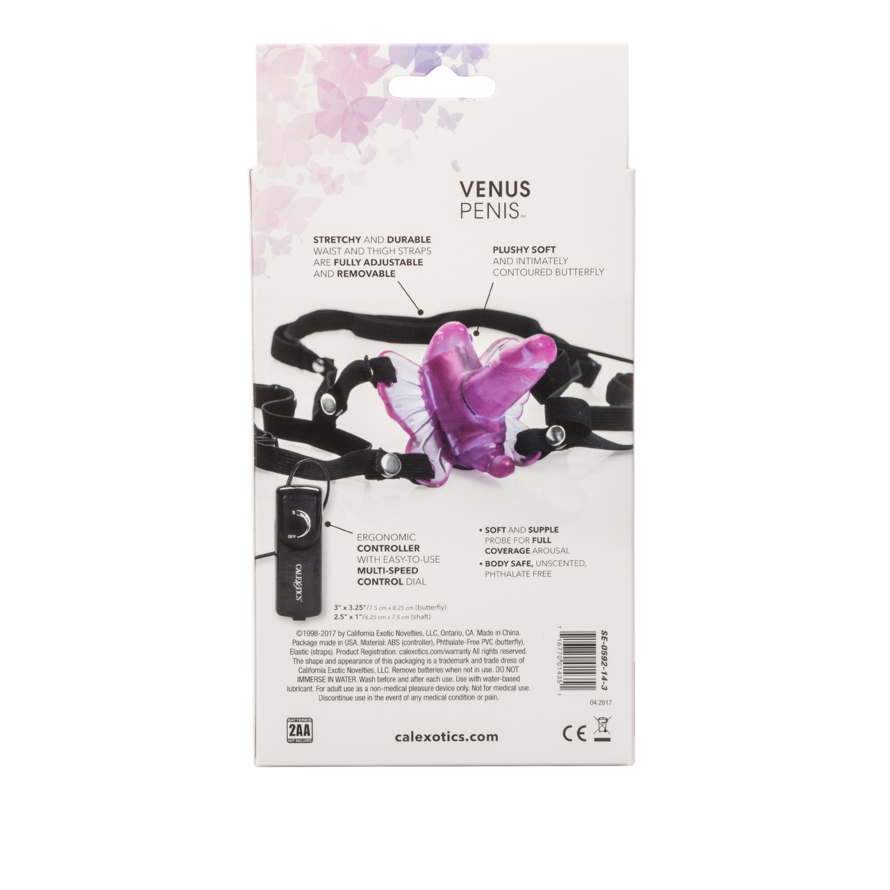 Вибротрусики с выносным пультом ДУ CalExotics Venus Butterfly Venus Penis, розовый, чёрный