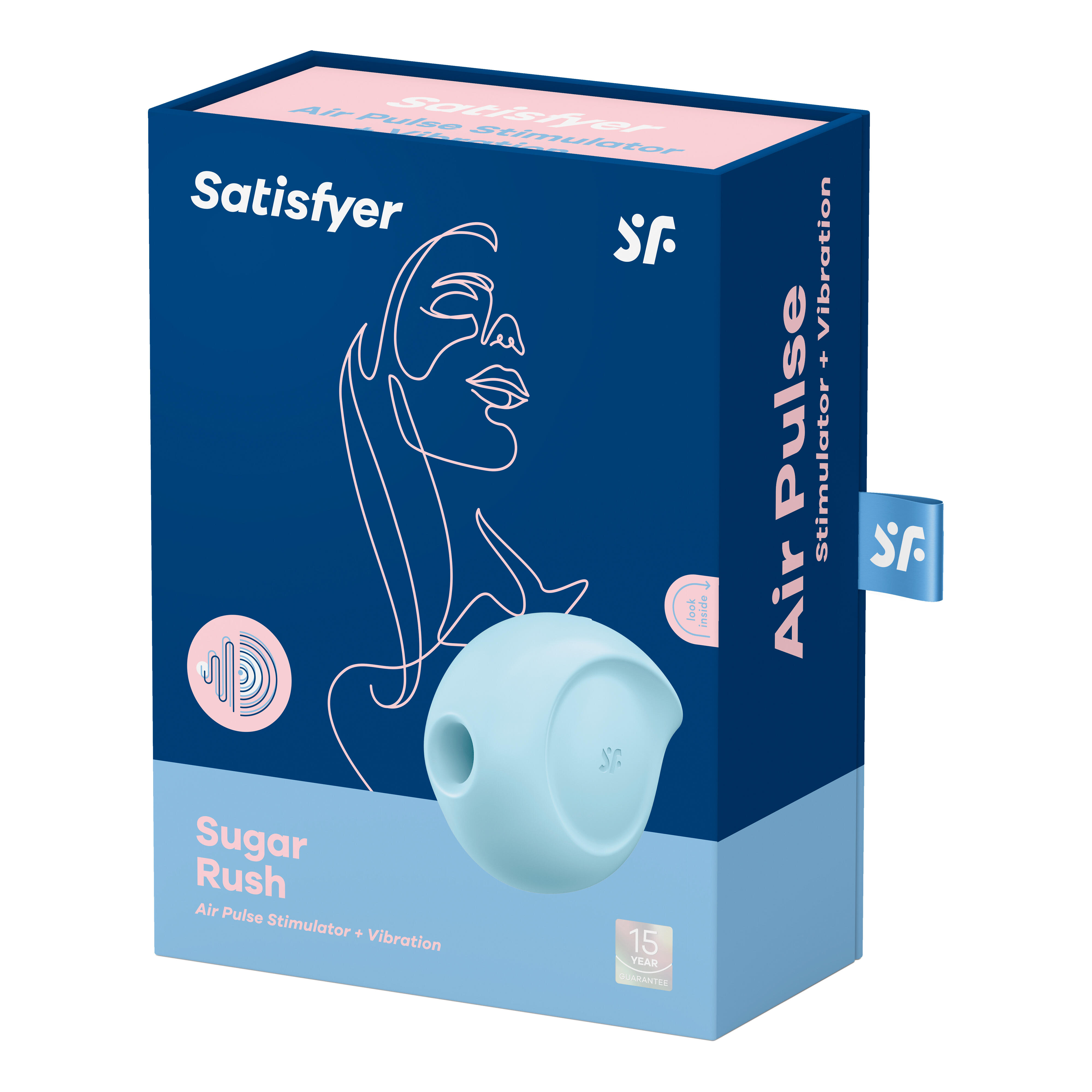 Вакуумный стимулятор клитора с вибрацией Satisfyer Sugar Rush, голубой