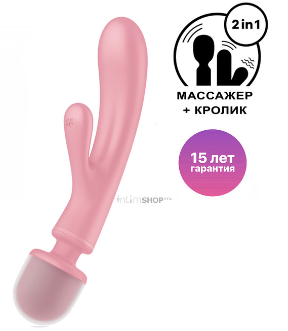 

Двухсторонний вибромассажер-кролик Satisfyer Triple Lover, розовый