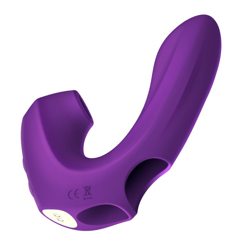 Вибронасадка на палец с вакуумным стимулятором Erocome Pictor, фиолетовая
