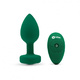 Вибропробка b-Vibe Jewel M/L с пультом ДУ, зеленая с зеленым кристаллом
